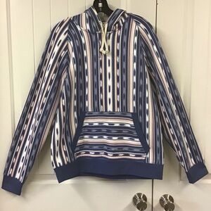 Land’s End Seriously Sweats Striped Blue and White Hoodie size Medium (38-40)